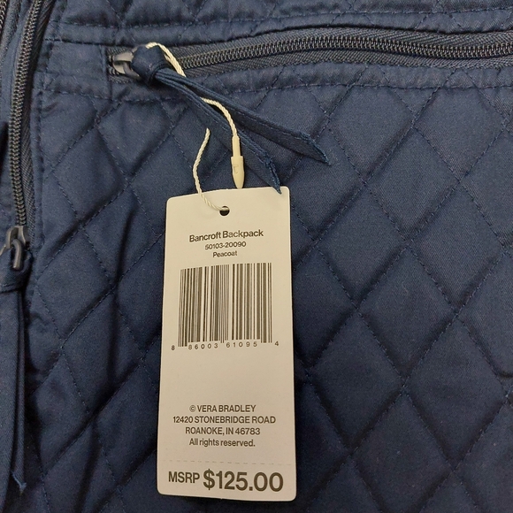 Vera Bradley Bancroft Backpack Peacoat Navy Cotton NWT